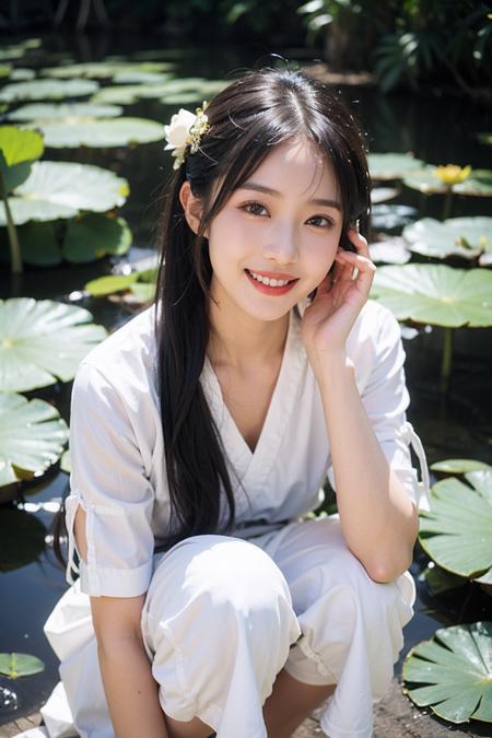 03674-1286911855-1girl,moyou,masterpiece,best quality,summerstyle,lotusstyle,1girl,black hair,solo,realistic,smile,hair ornament,flower,teeth,chi.png